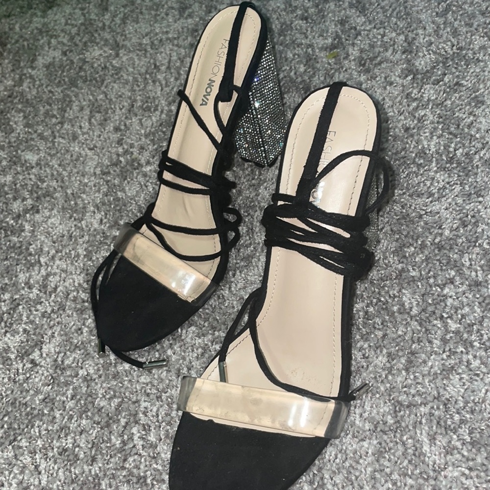 Tie Up Platform Rhinestone Heels💜